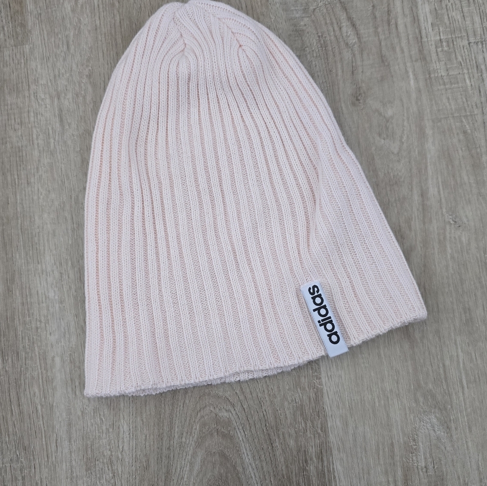 Light Pink/Blush Ribbed Adidas Beanie